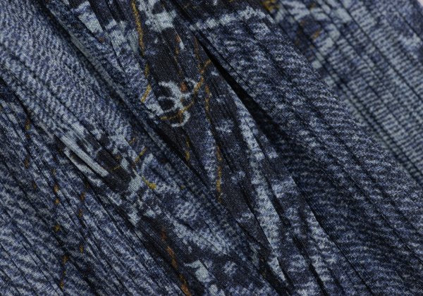PLEATS PLEASE Patchwork Denim Print Jeans Indigo Size 1