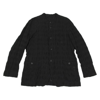 ISSEY MIYAKE MEN Dyed Linen Cotton Plaid Jacket Black Size 2
