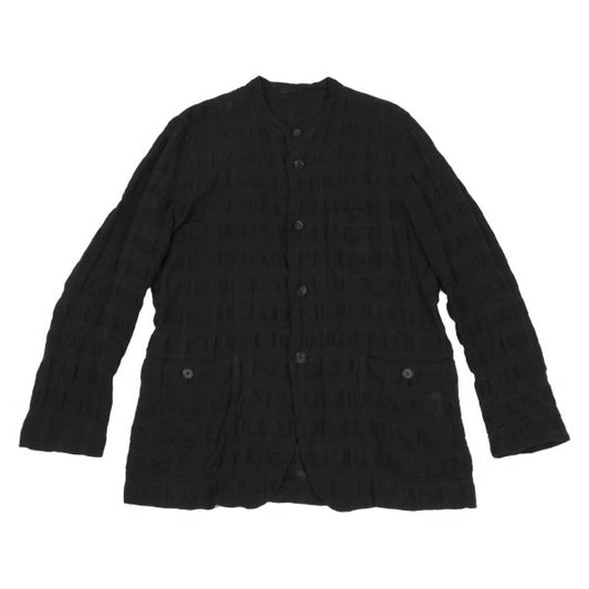 ISSEY MIYAKE MEN Dyed Linen Cotton Plaid Jacket Black Size 2