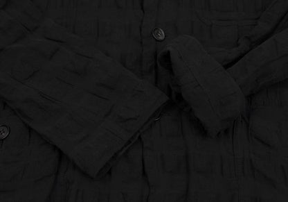 ISSEY MIYAKE MEN Dyed Linen Cotton Plaid Jacket Black Size 2