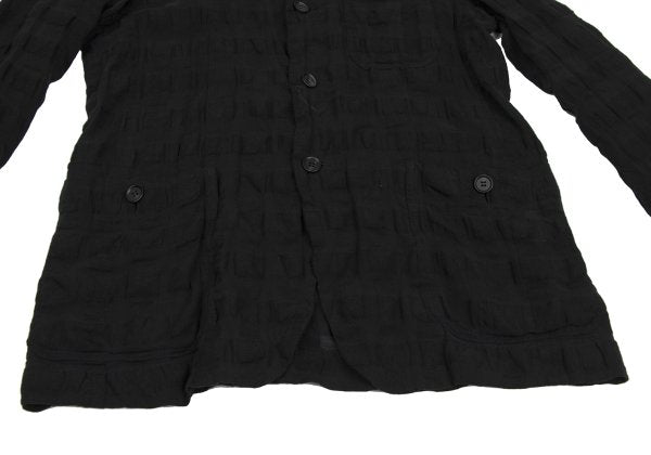 ISSEY MIYAKE MEN Dyed Linen Cotton Plaid Jacket Black Size 2