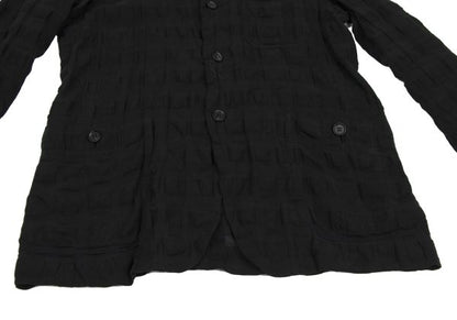 ISSEY MIYAKE MEN Dyed Linen Cotton Plaid Jacket Black Size 2