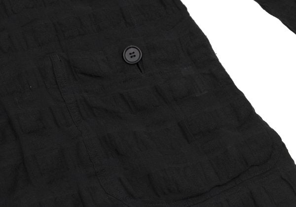 ISSEY MIYAKE MEN Dyed Linen Cotton Plaid Jacket Black Size 2