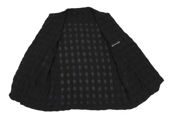 ISSEY MIYAKE MEN Dyed Linen Cotton Plaid Jacket Black Size 2