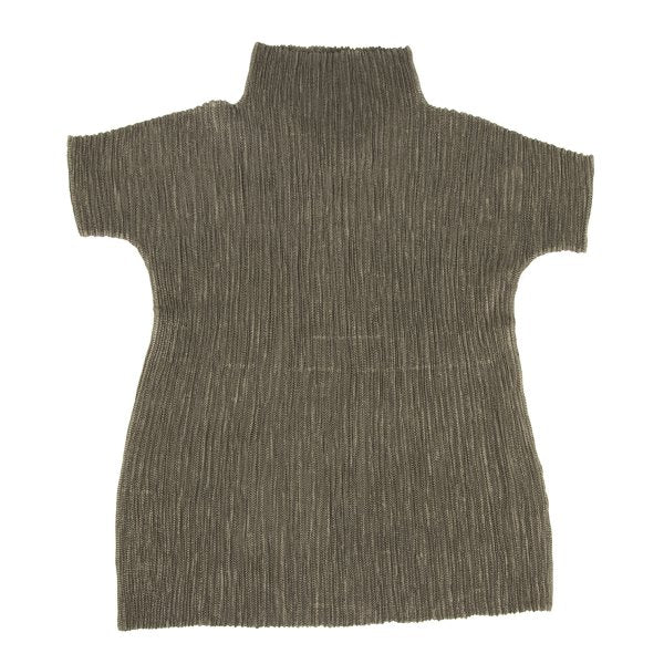 HIROKO BIS Polyester Pleated High Neck T-Shirt Khaki Size 9
