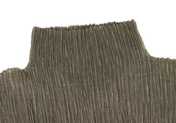 HIROKO BIS Polyester Pleated High Neck T-Shirt Khaki Size 9