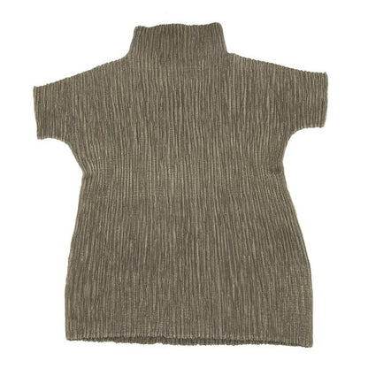 HIROKO BIS Polyester Pleated High Neck T-Shirt Khaki Size 9