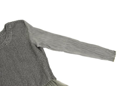 HIROKO BIS Dot Tulle Panel Midi Dress Grey Size 13AB