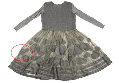 HIROKO BIS Dot Tulle Panel Midi Dress Grey Size 13AB