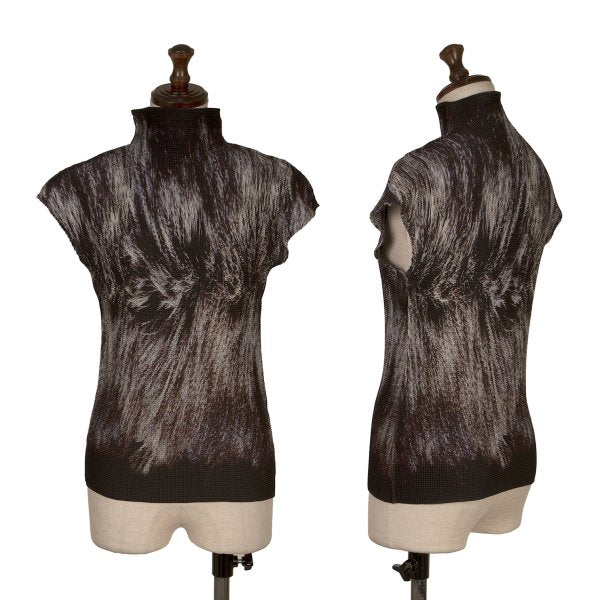 ISSEY MIYAKE me Stretch Pleated Hair Blouse Black Size F