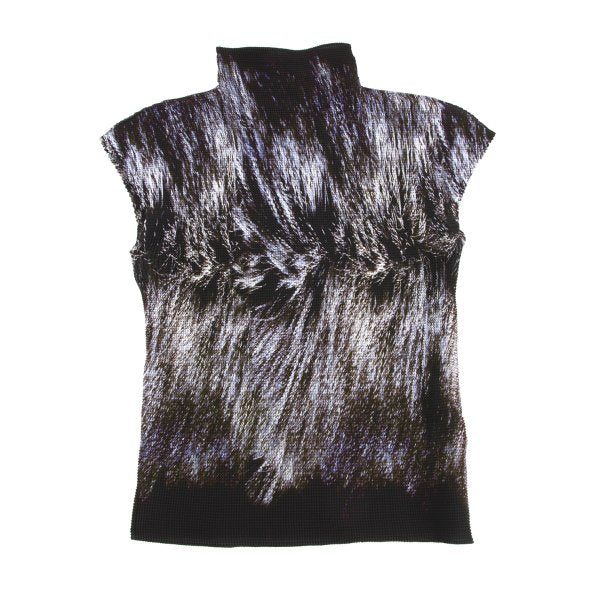 ISSEY MIYAKE me Stretch Pleated Hair Blouse Black Size F