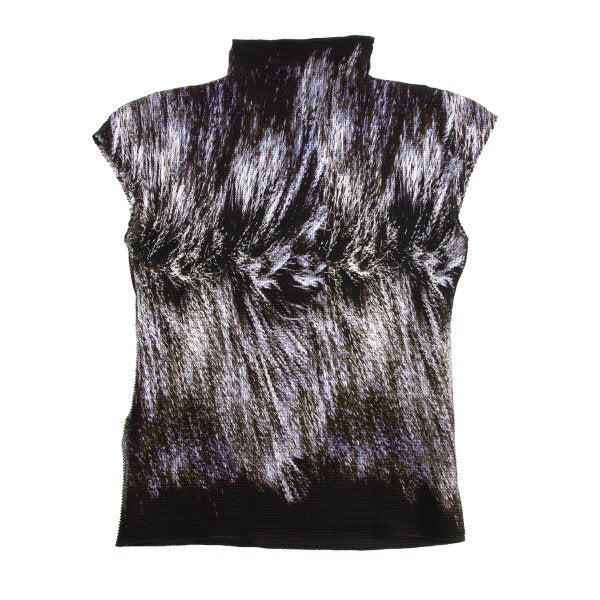 ISSEY MIYAKE me Stretch Pleated Hair Blouse Black Size F