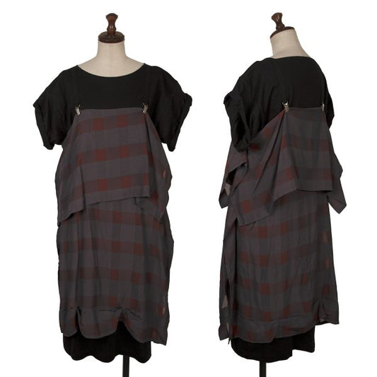 LIMI feu 20SS Check Layered Suspender Dress Black Size S