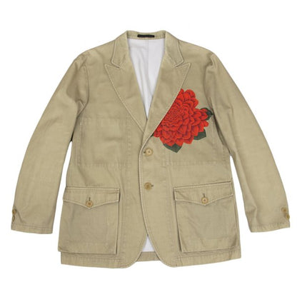 Y's for men Cotton Dahlia Print Peaked Jacket Beige Size 4