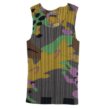 ISSEY MIYAKE Graphic Print Pleated Tank Top Multi Size M