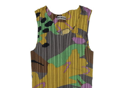 ISSEY MIYAKE Graphic Print Pleated Tank Top Multi Size M