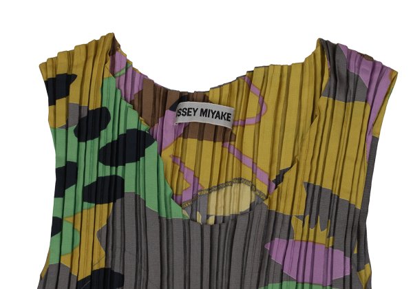 ISSEY MIYAKE Graphic Print Pleated Tank Top Multi Size M
