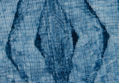 ISSEY MIYAKE Graphic Print Pleated T-Shirt Blue/White Size M