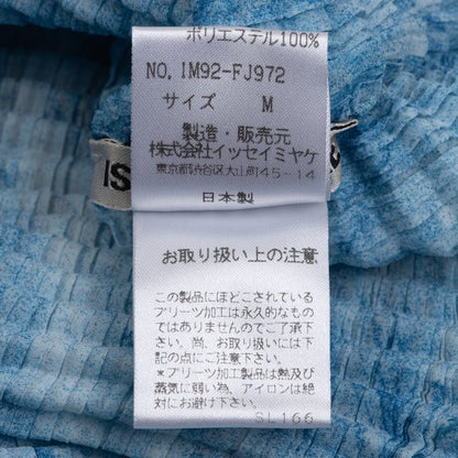 ISSEY MIYAKE Graphic Print Pleated T-Shirt Blue/White Size M