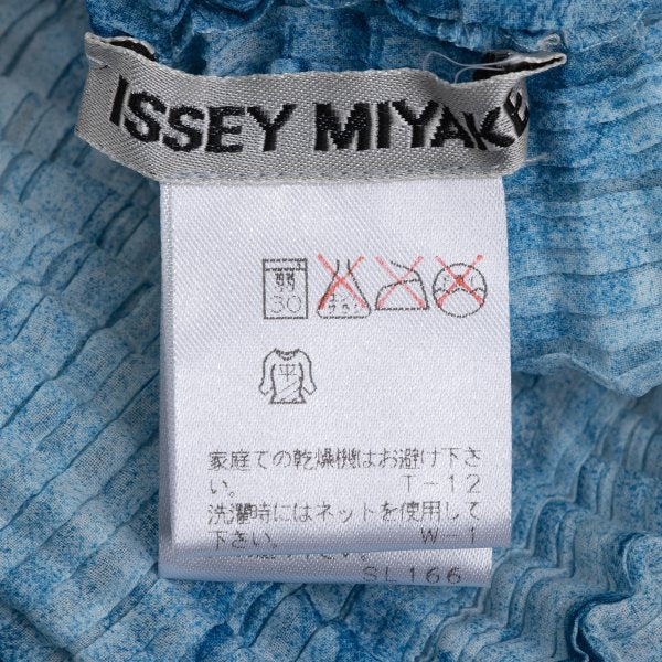 ISSEY MIYAKE Graphic Print Pleated T-Shirt Blue/White Size M