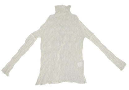 ISSEY MIYAKE Pleated Sheer High Neck Top Ivory Size M