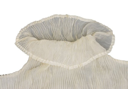ISSEY MIYAKE Pleated Sheer High Neck Top Ivory Size M