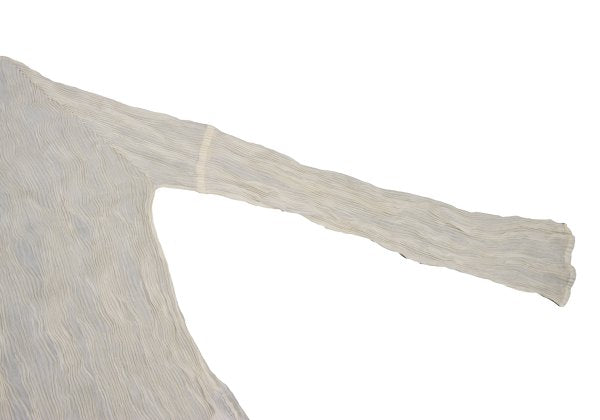 ISSEY MIYAKE Pleated Sheer High Neck Top Ivory Size M