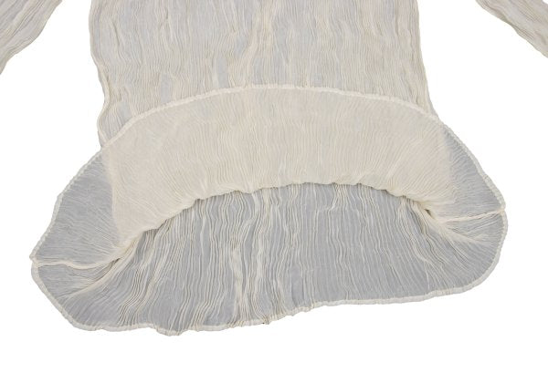 ISSEY MIYAKE Pleated Sheer High Neck Top Ivory Size M
