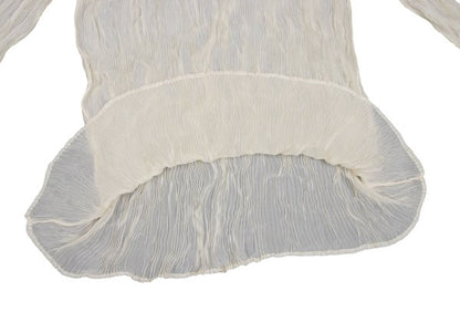 ISSEY MIYAKE Pleated Sheer High Neck Top Ivory Size M