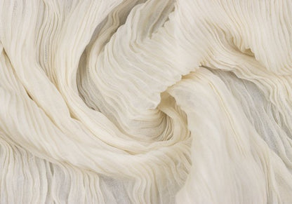 ISSEY MIYAKE Pleated Sheer High Neck Top Ivory Size M