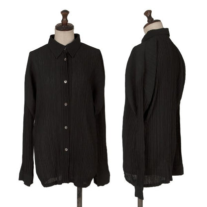 ISSEY MIYAKE Pleated Long Sleeve Shirt Black Size M