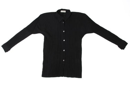ISSEY MIYAKE Pleated Long Sleeve Shirt Black Size M