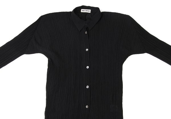 ISSEY MIYAKE Pleated Long Sleeve Shirt Black Size M