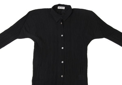 ISSEY MIYAKE Pleated Long Sleeve Shirt Black Size M