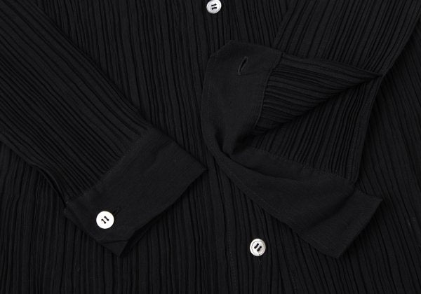 ISSEY MIYAKE Pleated Long Sleeve Shirt Black Size M