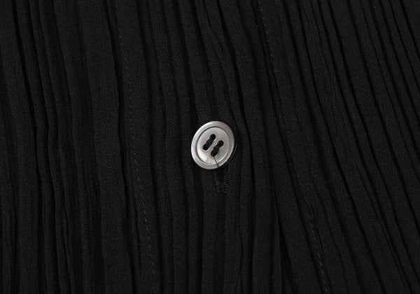 ISSEY MIYAKE Pleated Long Sleeve Shirt Black Size M
