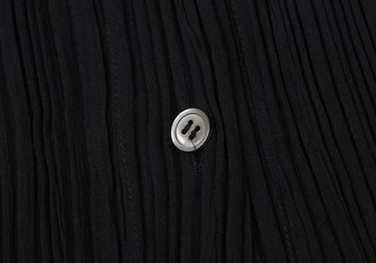 ISSEY MIYAKE Pleated Long Sleeve Shirt Black Size M