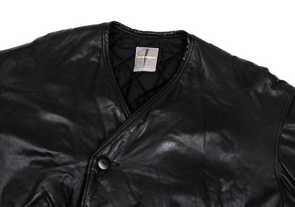 ISSEY MIYAKE Lamb Leather Collarless Blouson Black Size 9