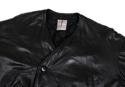 ISSEY MIYAKE Lamb Leather Collarless Blouson Black Size 9