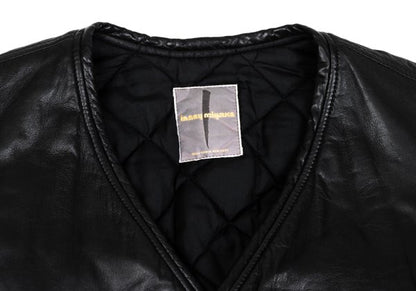 ISSEY MIYAKE Lamb Leather Collarless Blouson Black Size 9