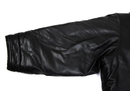 ISSEY MIYAKE Lamb Leather Collarless Blouson Black Size 9