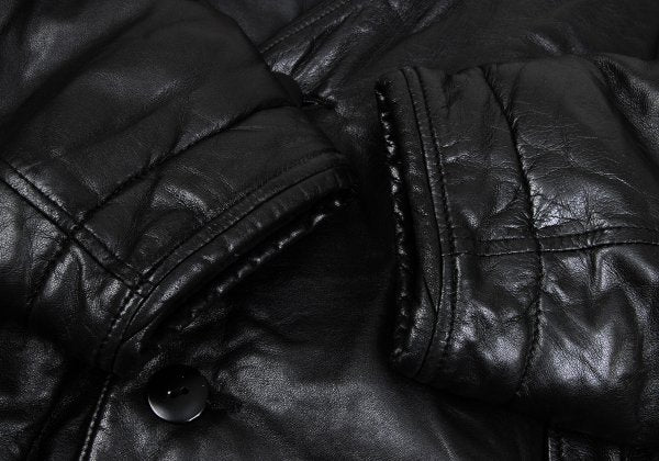 ISSEY MIYAKE Lamb Leather Collarless Blouson Black Size 9