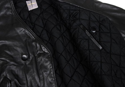 ISSEY MIYAKE Lamb Leather Collarless Blouson Black Size 9