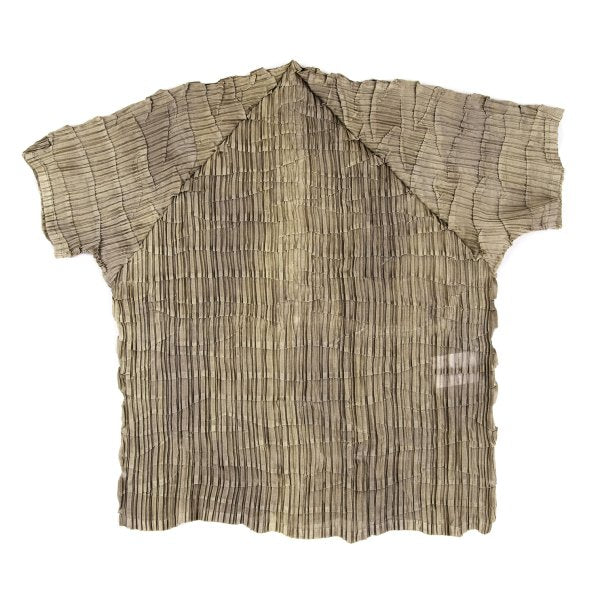 ISSEY MIYAKE Polyester Pleated T-Shirt Beige Size M