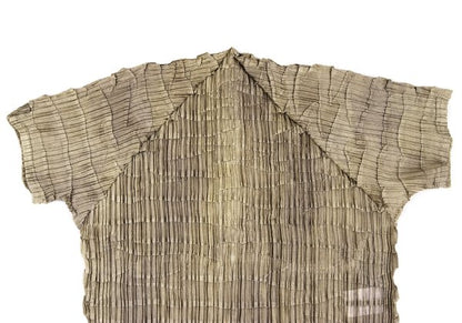 ISSEY MIYAKE Polyester Pleated T-Shirt Beige Size M