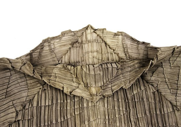 ISSEY MIYAKE Polyester Pleated T-Shirt Beige Size M