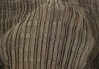 ISSEY MIYAKE Polyester Pleated T-Shirt Beige Size M