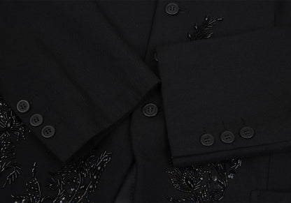 YOSHIYUKI KONISHI Wool Blend Bijou Stand Jacket Black Size M