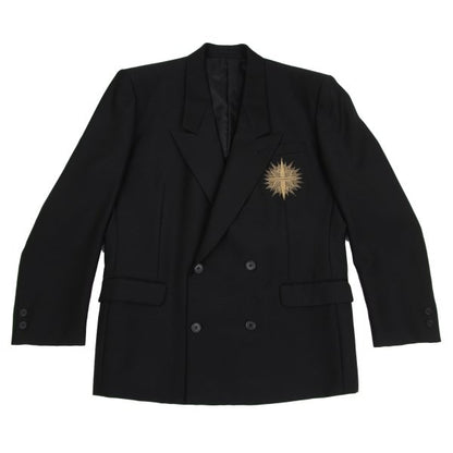 JUNKO KOSHINO Front Embroidery Wool Jacket Black/Gold Size M