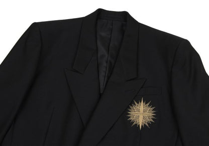 JUNKO KOSHINO Front Embroidery Wool Jacket Black/Gold Size M